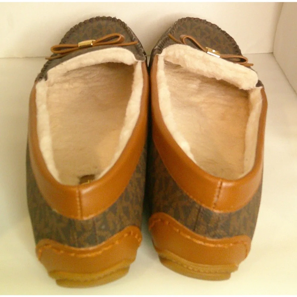 Michael Kors Brown Logo Erica Slipper Loafers with Bow Women's 10/11